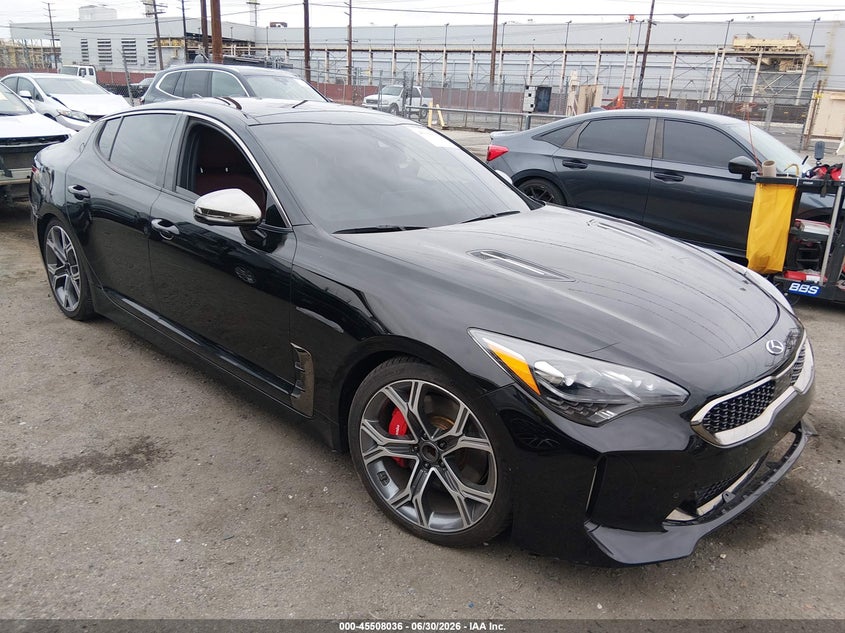 2019 Kia Stinger VIN KNAE55LC1K6059906 IAAI salvage auction — LEFT FRONT, Salvage (California), sold $6,400 on 2026-07-21 (photo 1)