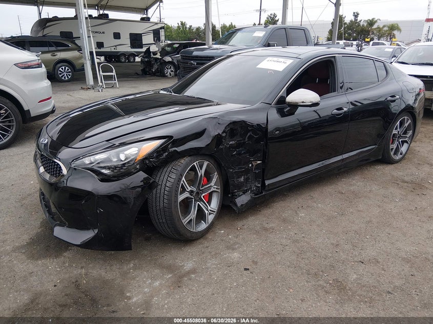 2019 Kia Stinger VIN KNAE55LC1K6059906 IAAI salvage auction — LEFT FRONT, Salvage (California), sold $6,400 on 2026-07-21 (photo 2)