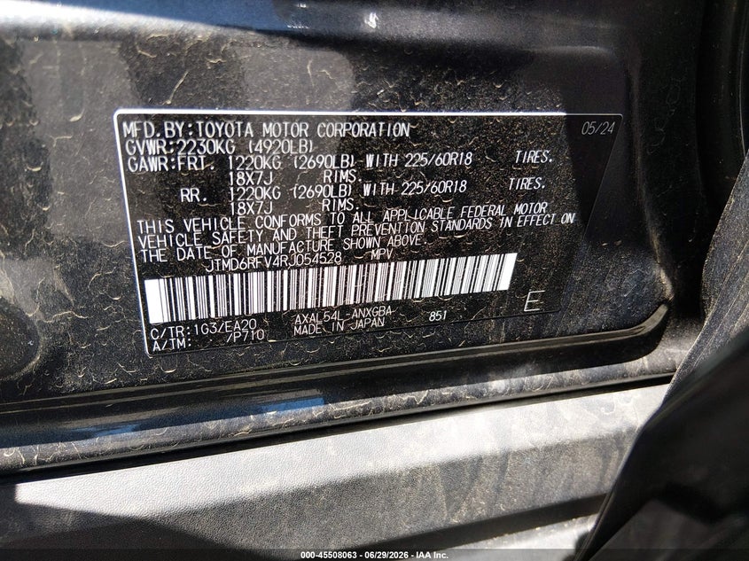 2024 Toyota Rav 4 VIN JTMD6RFV4RJ054528 IAAI salvage auction — FRONT END, Salvage Title, sold $15,900 on 2026-07-18 (photo 9)
