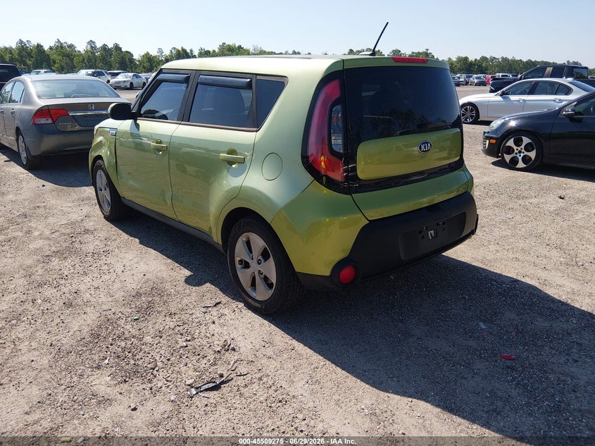 2016 Kia Soul VIN KNDJN2A29G7867657 IAAI salvage auction — NORMAL WEAR, Clear (Florida), sold $625 on 2026-07-14 (photo 3)