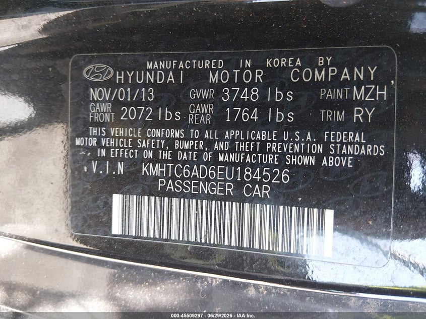 2014 Hyundai Veloster VIN KMHTC6AD6EU184526 IAAI salvage auction — NORMAL WEAR, Clear (Texas), sold $1,400 on 2026-07-07 (photo 9)