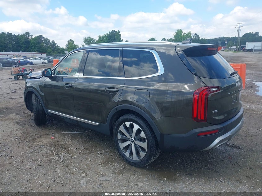 2022 Kia Telluride VIN 5XYP3DHC5NG231442 IAAI salvage auction — FRONT & REAR, Salvage (Virginia), sold $6,500 on 2026-07-31 (photo 3)