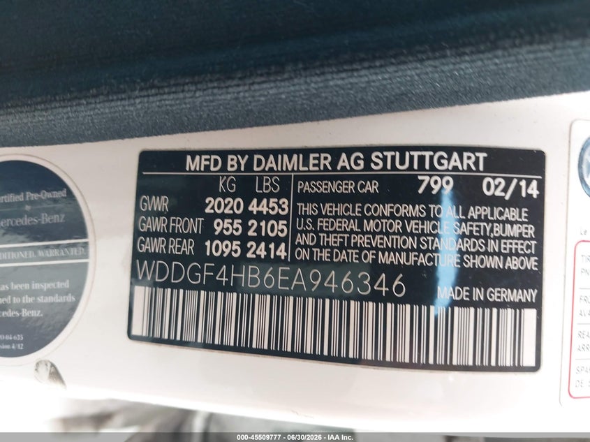 2014 Mercedes-benz C-klasse VIN WDDGF4HB6EA946346 IAAI salvage auction — NORMAL WEAR, Clear-Dealer Only (Washington), sold $1,600 on 2026-07-09 (photo 9)