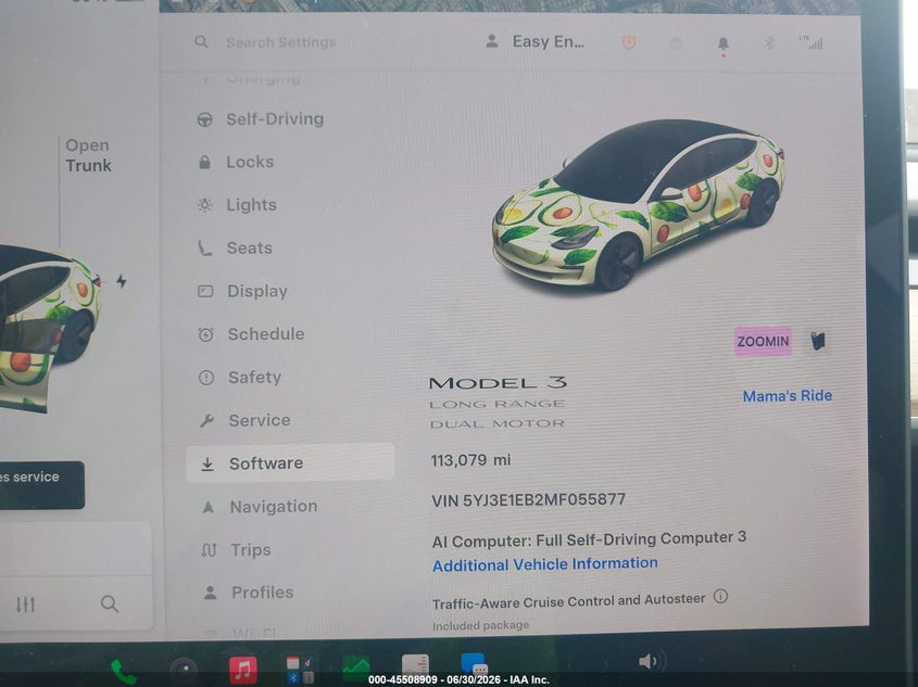 2021 Tesla Model 3 VIN 5YJ3E1EB2MF055877 IAAI salvage auction — FRONT END, Salvage (California), sold $4,700 on 2026-07-10 (photo 7)