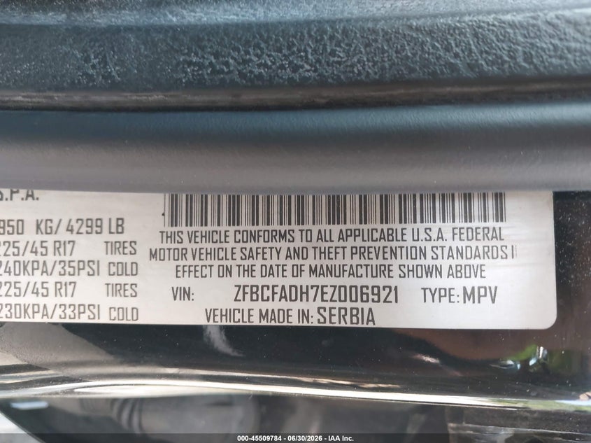 2014 Fiat 500l VIN ZFBCFADH7EZ006921 IAAI salvage auction — NORMAL WEAR, Clear (Massachusetts), sold $1,425 on 2026-07-07 (photo 9)
