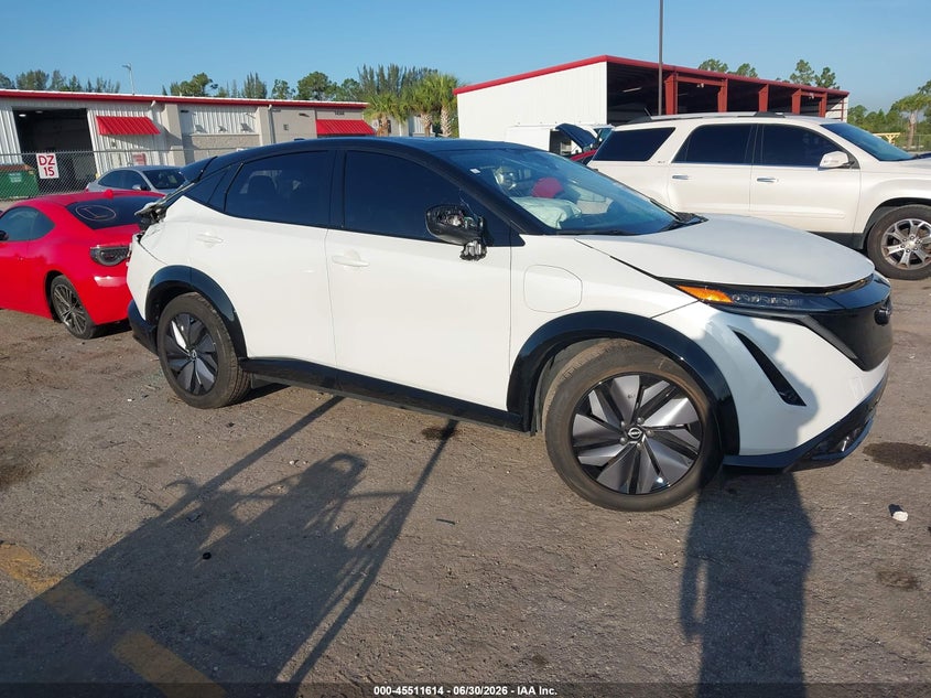 2023 Nissan Ariya VIN JN1DF0BB1PM708584 IAAI salvage auction — REAR END, Certificate Of Destruction (Florida), sold $5,100 on 2026-08-02 (photo 1)