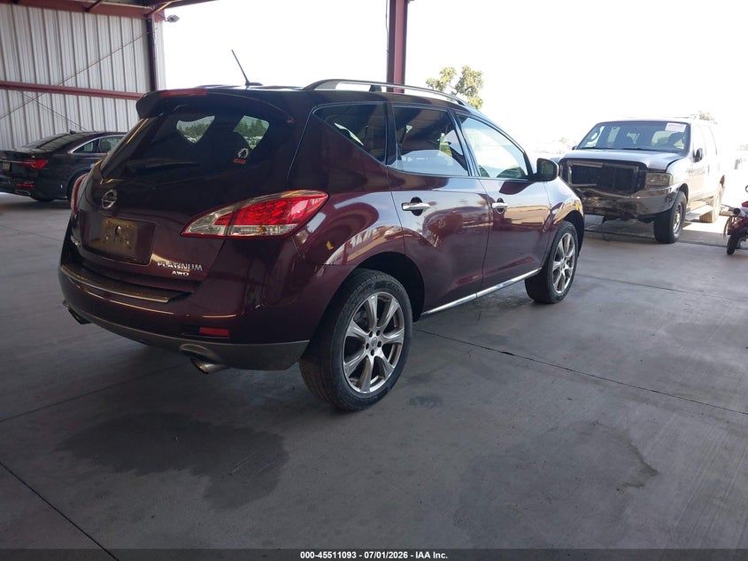 2014 Nissan Murano VIN JN8AZ1MW2EW503925 IAAI salvage auction — NORMAL WEAR, Duplicate Paperwork (California), sold $1,300 on 2026-07-14 (photo 4)