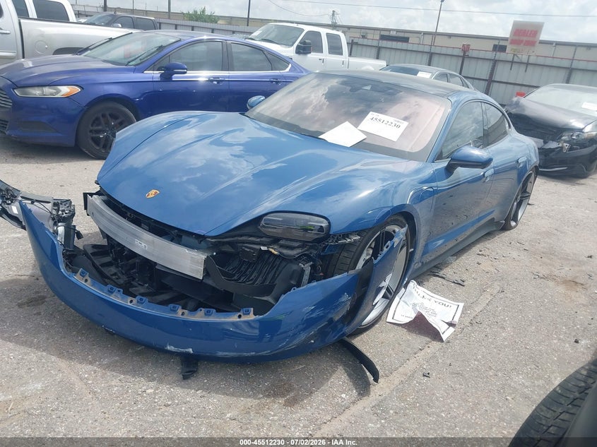 2022 Porsche Taycan VIN WP0AA2Y12NSA10814 IAAI salvage auction — FRONT & REAR, Salvage (Texas), sold $19,000 on 2026-08-19 (photo 2)