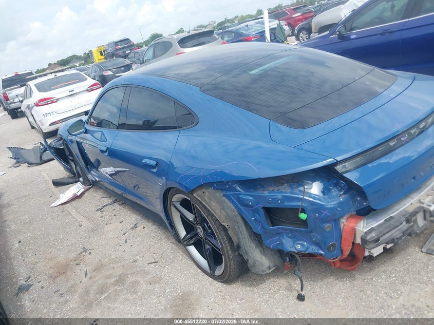 2022 Porsche Taycan VIN WP0AA2Y12NSA10814 IAAI salvage auction — FRONT & REAR, Salvage (Texas), sold $19,000 on 2026-08-19 (photo 3)