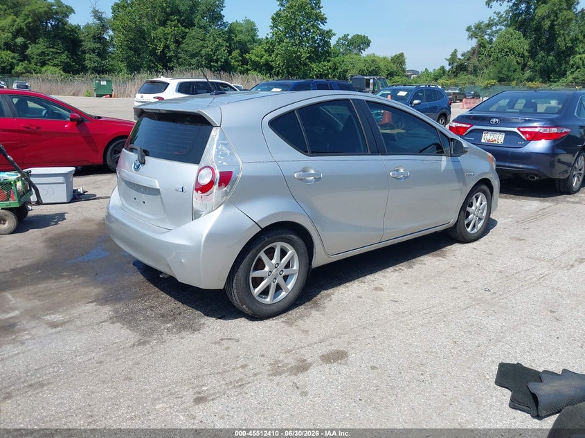 2012 Toyota Prius c VIN JTDKDTB37C1510964 IAAI salvage auction — LEFT REAR, Salvage - Greater Than 75% (Maryland), sold $975 on 2026-07-23 (photo 4)
