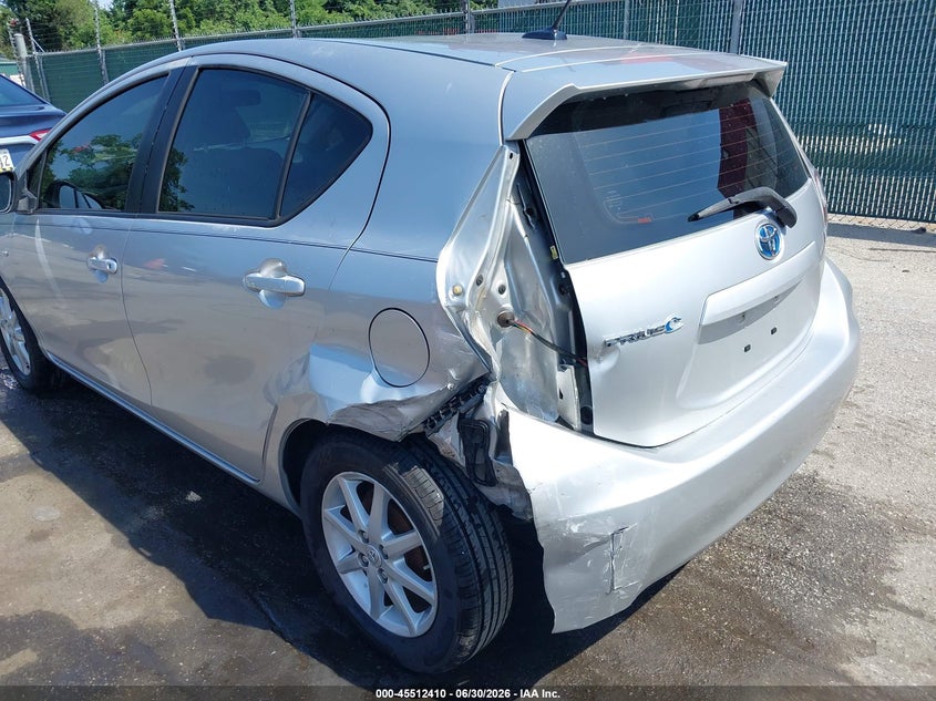 2012 Toyota Prius c VIN JTDKDTB37C1510964 IAAI salvage auction — LEFT REAR, Salvage - Greater Than 75% (Maryland), sold $975 on 2026-07-23 (photo 6)