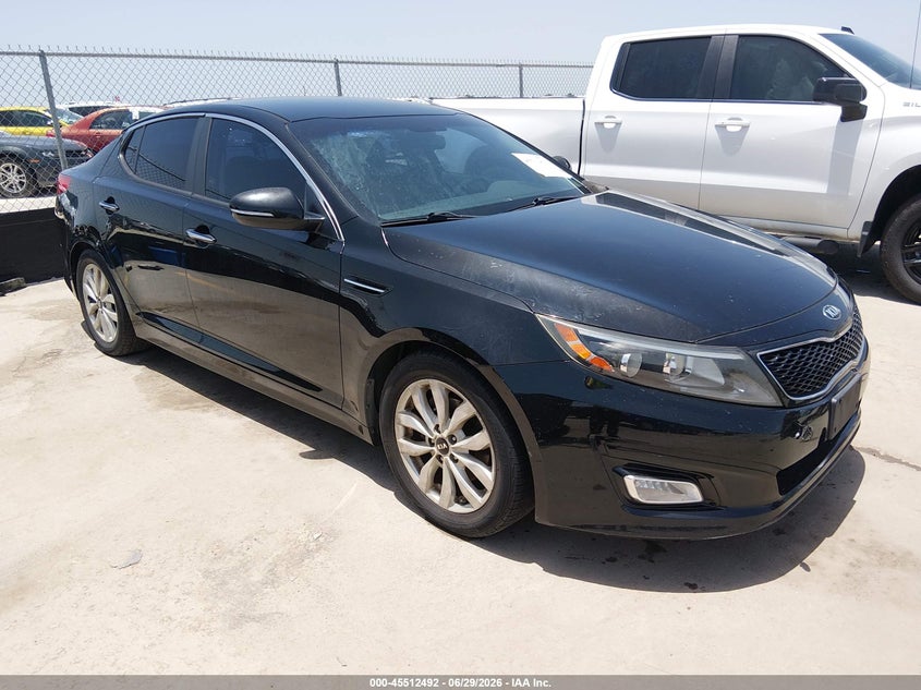 2015 Kia Optima VIN KNAGM4A70F5634679 IAAI salvage auction — NORMAL WEAR, Clear (Texas), sold $625 on 2026-07-16 (photo 1)