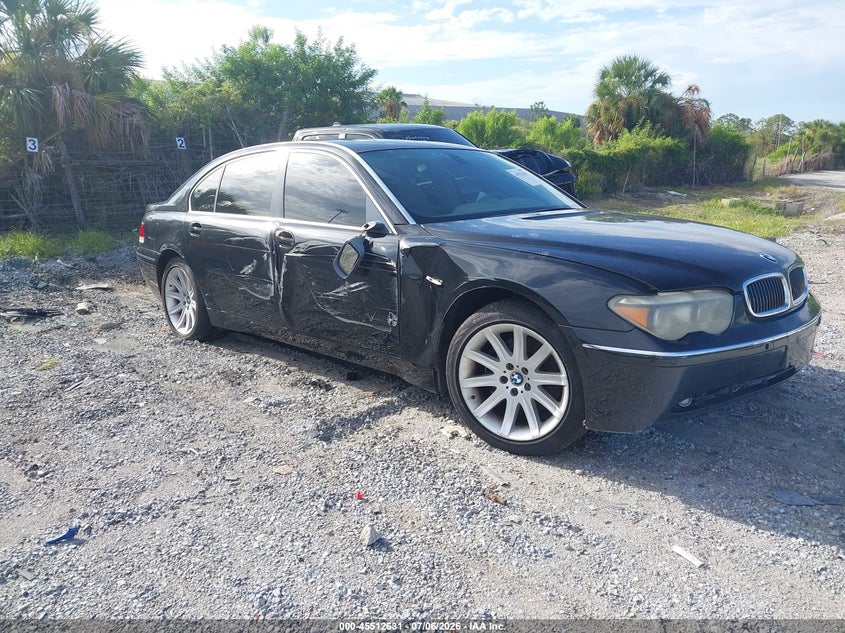 2004 BMW 7 series VIN WBAGN634X4DS49175 IAAI salvage auction — RIGHT SIDE, Rebuildable (Florida), sold $25 on 2026-07-21 (photo 1)