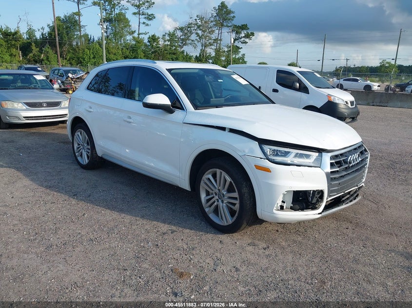 2018 Audi Q5 VIN WA1BNAFY4J2021835 IAAI salvage auction — FRONT END, Rebuildable (Florida), sold $6,550 on 2026-07-14 (photo 1)