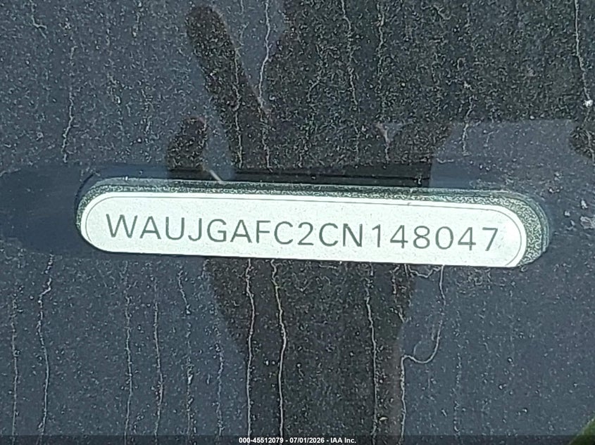 2012 Audi A6 VIN WAUJGAFC2CN148047 IAAI salvage auction — ENGINE DAMAGE, Salvage (Ohio), sold $600 on 2026-07-07 (photo 9)