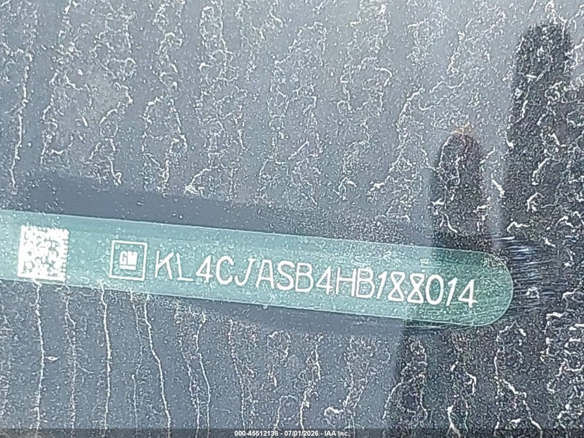 2017 Buick Encore VIN KL4CJASB4HB188014 IAAI salvage auction — FRONT END, Original (Ohio), sold $750 on 2026-07-07 (photo 9)