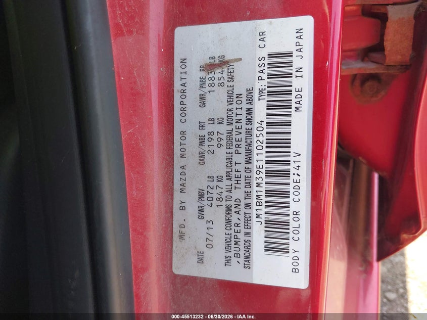 2014 Mazda 3 VIN JM1BM1M39E1102504 IAAI salvage auction — NORMAL WEAR, Clear (New York), sold $1,000 on 2026-07-15 (photo 9)