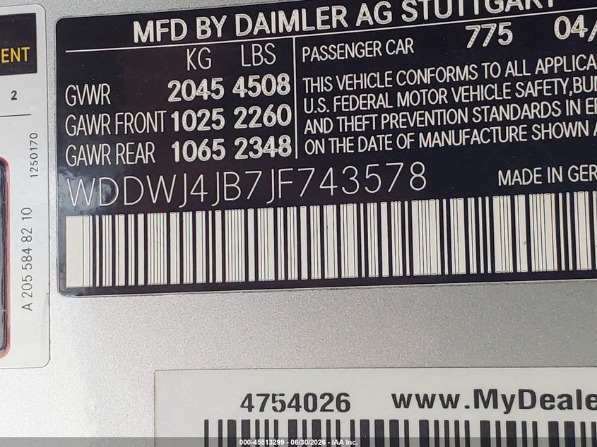 2018 Mercedes-benz C-klasse VIN WDDWJ4JB7JF743578 IAAI salvage auction — REAR END, Salvage (Louisiana), sold $4,800 on 2026-07-21 (photo 9)
