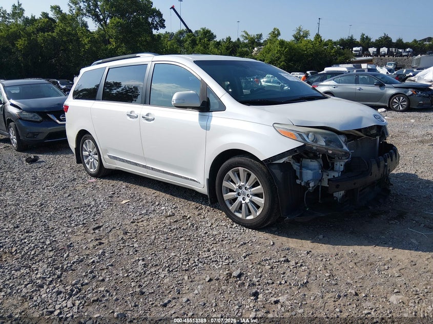 2015 Toyota Sienna VIN 5TDYK3DC9FS613355 IAAI salvage auction — FRONT END, Rebuildable (Florida), sold $4,600 on 2026-07-23 (photo 1)