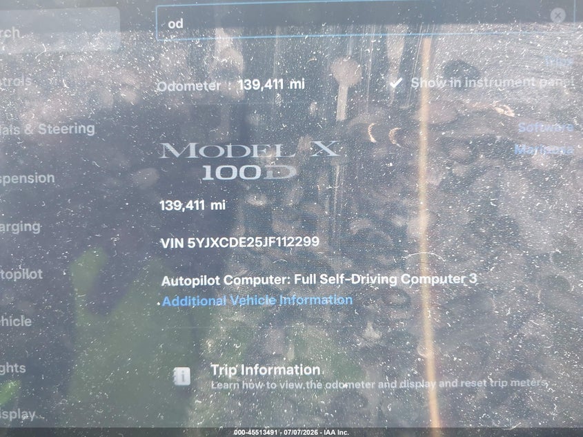 2018 Tesla Model x VIN 5YJXCDE25JF112299 IAAI salvage auction — REAR END, Salvage Title, sold $9,075 on 2026-08-20 (photo 7)