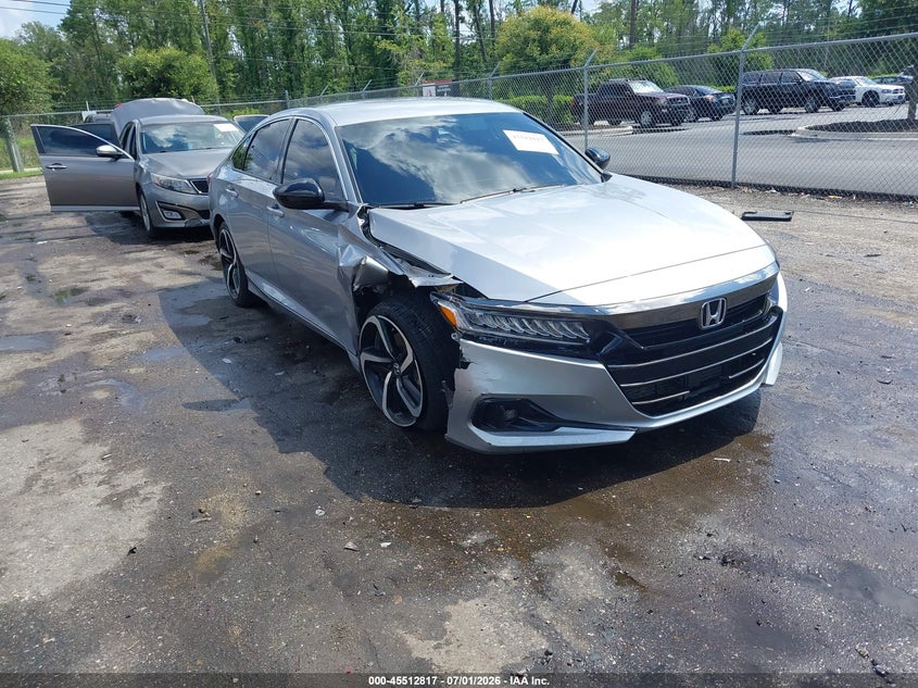 2022 Honda Accord VIN 1HGCV1F3XNA026551 IAAI salvage auction — FRONT END, Rebuildable (Florida), sold $4,650 on 2026-07-25 (photo 1)