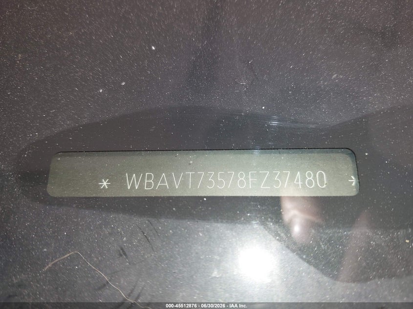 2008 BMW 3 series VIN WBAVT73578FZ37480 IAAI salvage auction — NORMAL WEAR, Clear (Michigan), sold $425 on 2026-07-21 (photo 9)