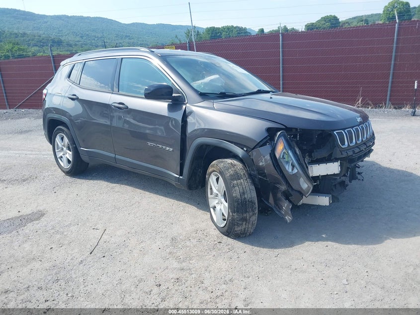 2022 Jeep Compass VIN 3C4NJDBB5NT121089 IAAI salvage auction — FRONT END, Salvage (Pennsylvania), sold $1,000 on 2026-07-29 (photo 1)