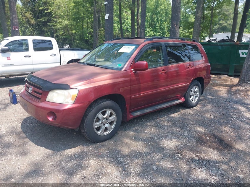 2004 Toyota Highlander VIN JTEDP21AX40001318 IAAI salvage auction — NORMAL WEAR, Clear (Virginia), sold $775 on 2026-07-14 (photo 2)