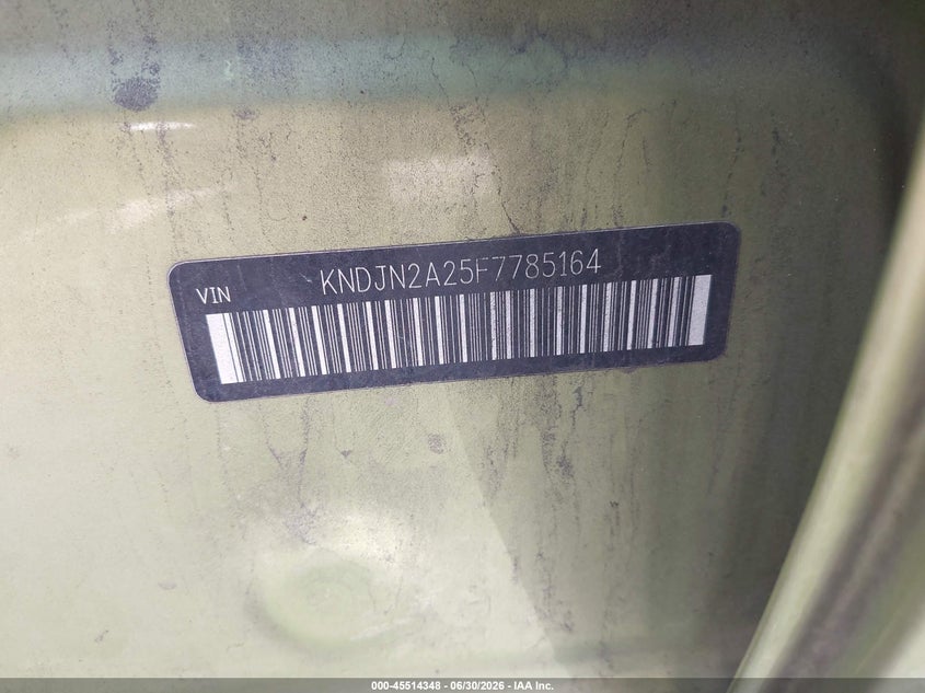 2015 Kia Soul VIN KNDJN2A25F7785164 IAAI salvage auction — FRONT END, Salvage (South Carolina), sold $450 on 2026-07-28 (photo 9)