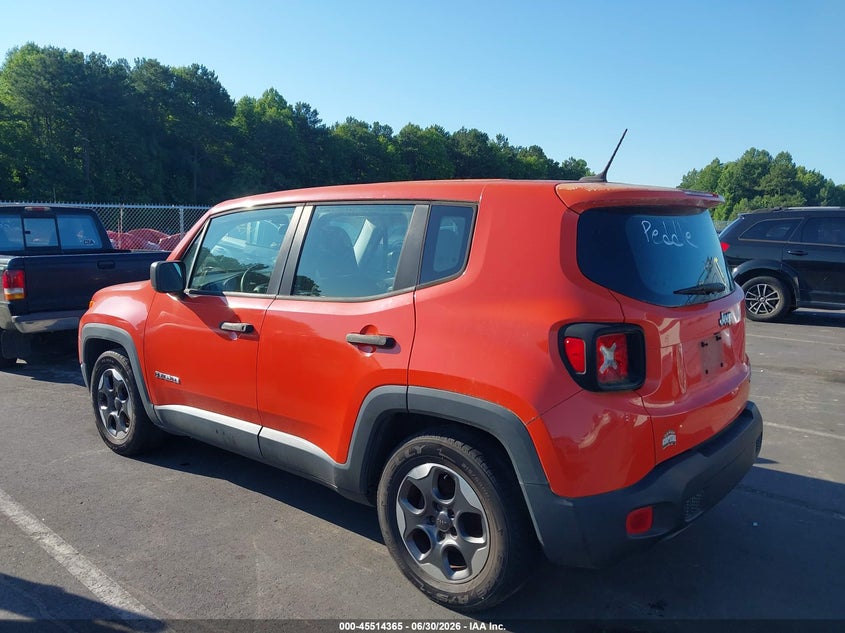 2015 Jeep Renegade VIN ZACCJAAH4FPC30986 IAAI salvage auction — NORMAL WEAR, Clear (North Carolina), sold $650 on 2026-07-29 (photo 3)