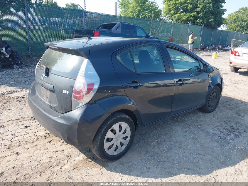 2012 Toyota Prius c VIN JTDKDTB31C1514069 IAAI salvage auction — RIGHT FRONT, Salvage (Pennsylvania), sold $900 on 2026-07-31 (photo 4)