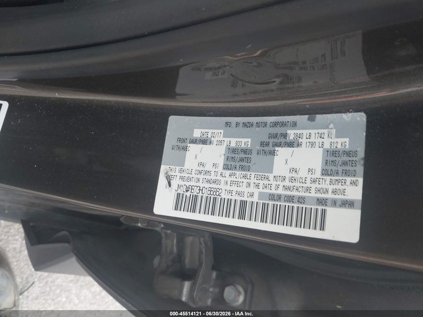 2017 Mazda Cx-3 VIN JM1DKDB73H0166862 IAAI salvage auction — FRONT END, Salvage (North Carolina), sold $1,000 on 2026-07-31 (photo 9)