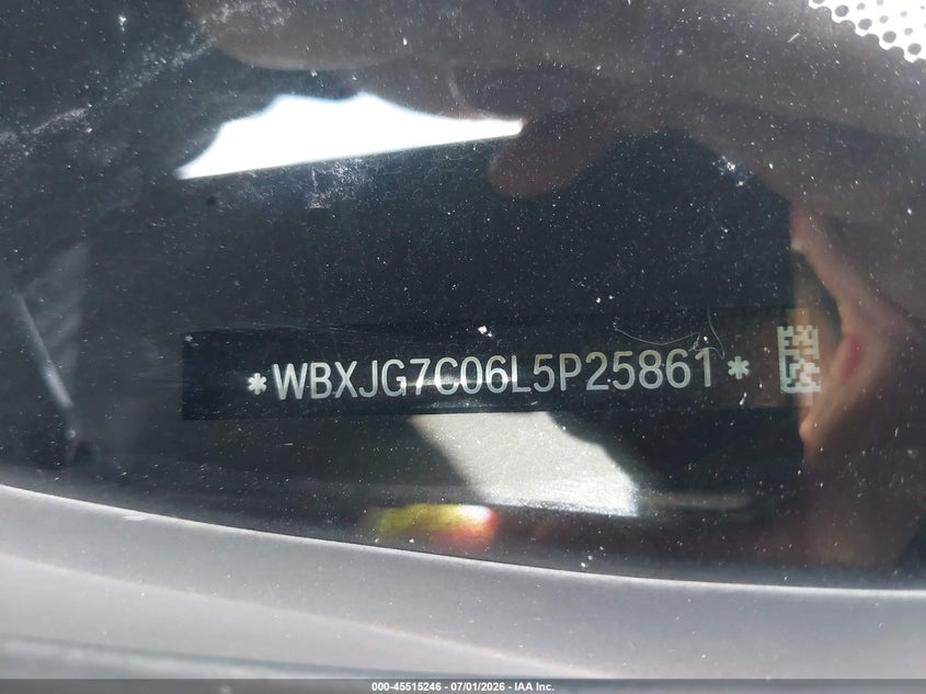 2020 BMW X1 VIN WBXJG7C06L5P25861 IAAI salvage auction — WATER/FLOOD, Flood (Mississippi), sold $4,900 on 2026-07-31 (photo 9)