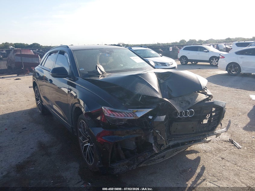2021 Audi Q8 VIN WA1EVAF19MD005123 IAAI salvage auction — FRONT END, Salvage (Texas), sold $10,500 on 2026-07-31 (photo 1)