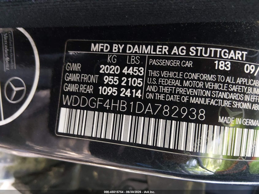 2013 Mercedes-benz C-klasse VIN WDDGF4HB1DA782938 IAAI salvage auction — NORMAL WEAR, Clear (Virginia), sold $350 on 2026-07-16 (photo 9)