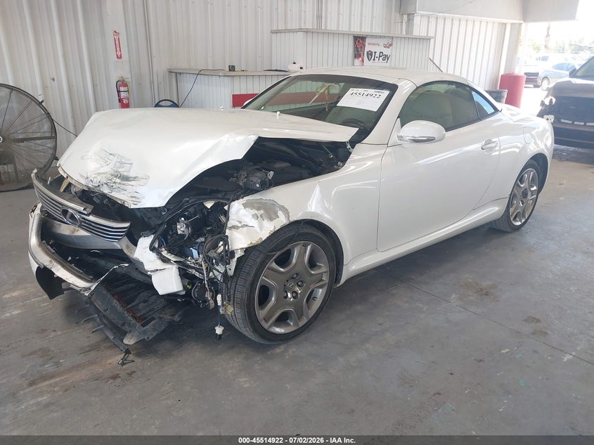 2008 Lexus Sc 430 VIN JTHFN45Y889019595 IAAI salvage auction — FRONT END, Rebuildable (Florida), sold $425 on 2026-07-29 (photo 2)