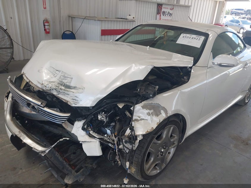 2008 Lexus Sc 430 VIN JTHFN45Y889019595 IAAI salvage auction — FRONT END, Rebuildable (Florida), sold $425 on 2026-07-29 (photo 6)