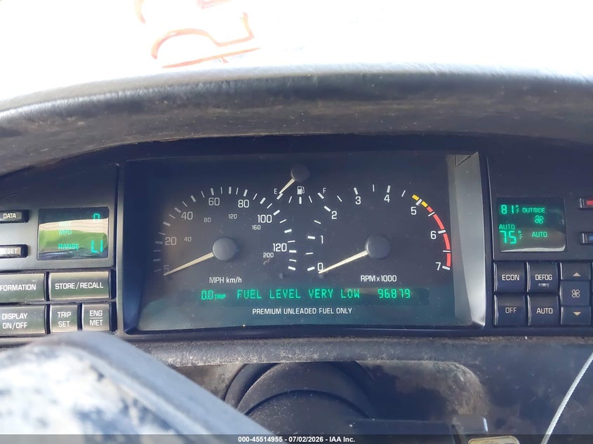 1992 Cadillac Eldorado VIN 1G6EL13B1NU628376 IAAI salvage auction — NORMAL WEAR, Clear (Florida), sold $350 on 2026-07-07 (photo 7)