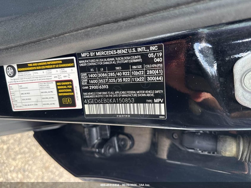 2019 Mercedes-benz Amg gle coupe VIN 4JGED6EB0KA150853 IAAI salvage auction — NORMAL WEAR, Original (West Virginia), sold $27,050 on 2026-07-29 (photo 9)