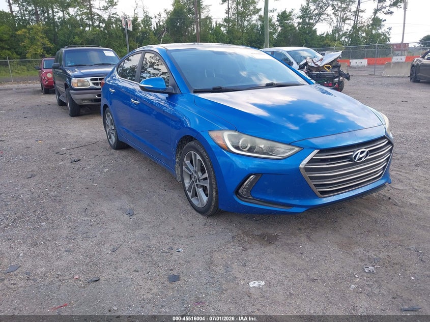 2017 Hyundai Elantra VIN KMHD84LF6HU281366 IAAI salvage auction — FRONT & REAR, Rebuildable (Florida), sold $1,800 on 2026-07-14 (photo 1)