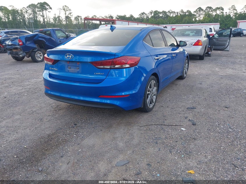 2017 Hyundai Elantra VIN KMHD84LF6HU281366 IAAI salvage auction — FRONT & REAR, Rebuildable (Florida), sold $1,800 on 2026-07-14 (photo 4)