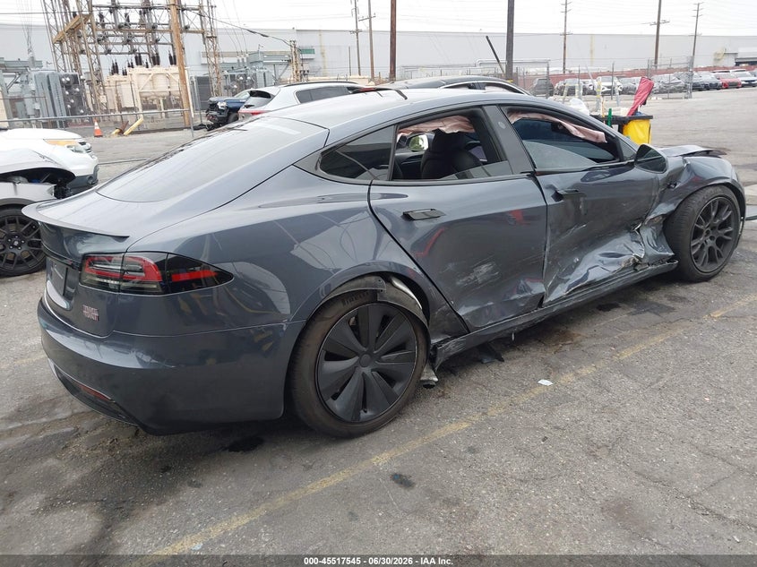 2022 Tesla Model s VIN 5YJSA1E66NF478229 IAAI salvage auction — RIGHT SIDE, Salvage Title, sold $1,150 on 2026-07-31 (photo 4)