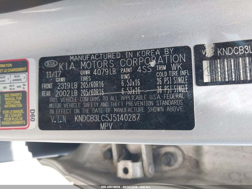 2018 Kia Niro VIN KNDCB3LC5J5140287 IAAI salvage auction — NORMAL WEAR, Original (Ohio), sold $700 on 2026-07-21 (photo 9)