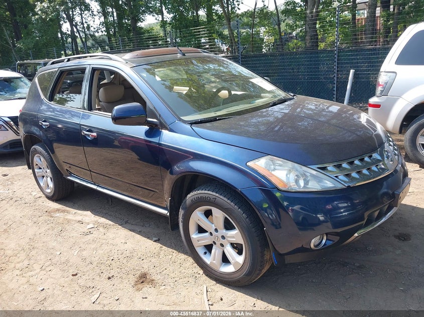 2006 Nissan Murano VIN JN8AZ08W86W541231 IAAI salvage auction — NORMAL WEAR, Clear (Virginia), sold $475 on 2026-07-09 (photo 1)
