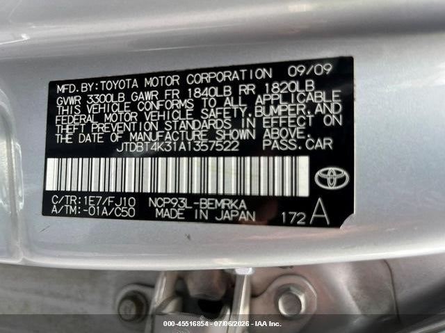 2010 Toyota Yaris VIN JTDBT4K31A1357522 IAAI salvage auction — NORMAL WEAR, Clear (Virginia), sold $1,775 on 2026-07-29 (photo 9)