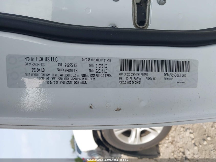 2016 Dodge Charger VIN 2C3CDXBG4GH129695 IAAI salvage auction — FRONT END, Clear (Wisconsin), sold $1,700 on 2026-08-01 (photo 9)
