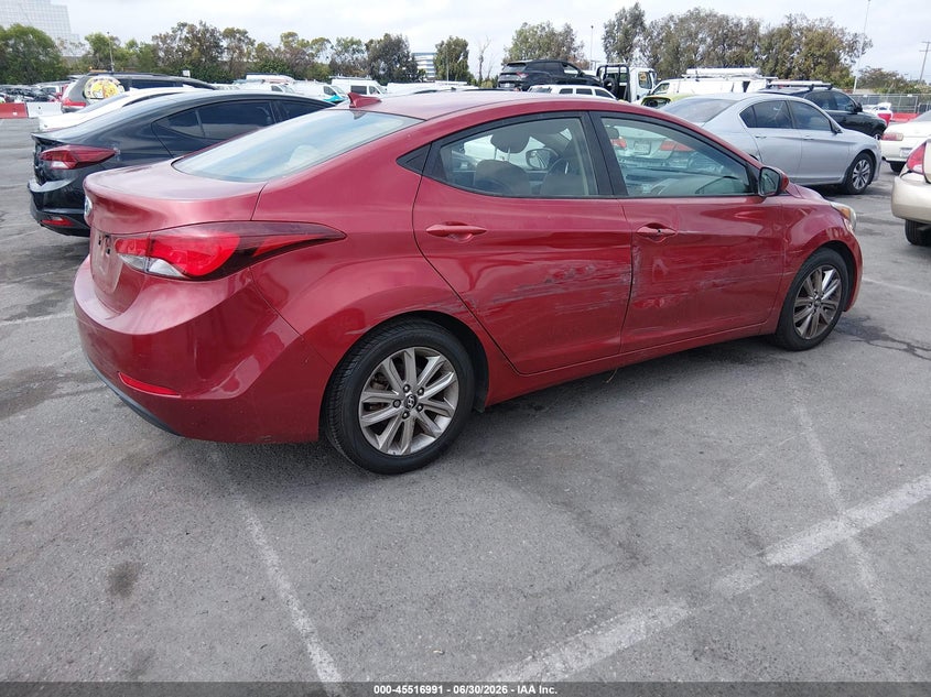 2016 Hyundai Elantra VIN 5NPDH4AE5GH788850 IAAI salvage auction — THEFT, Salvage (California), sold $1,300 on 2026-07-09 (photo 4)