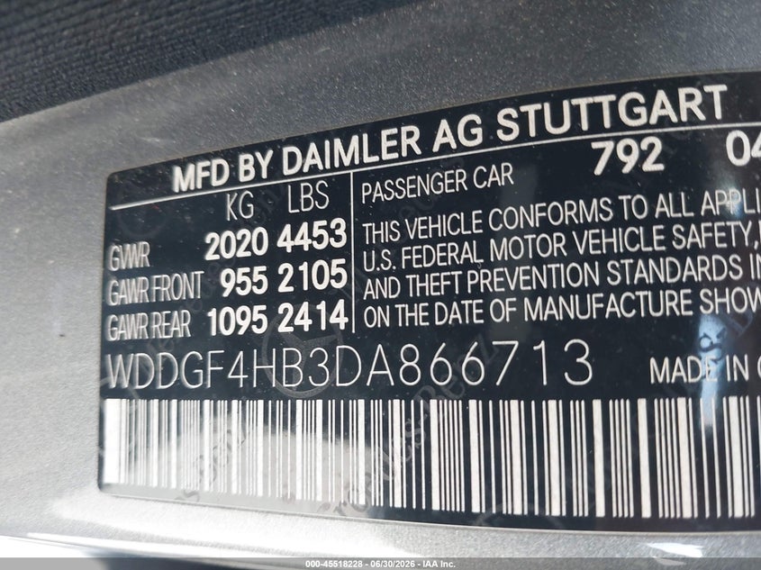 2013 Mercedes-benz C-klasse VIN WDDGF4HB3DA866713 IAAI salvage auction — NORMAL WEAR, Clear - Dealer Only (California), sold $550 on 2026-07-29 (photo 9)