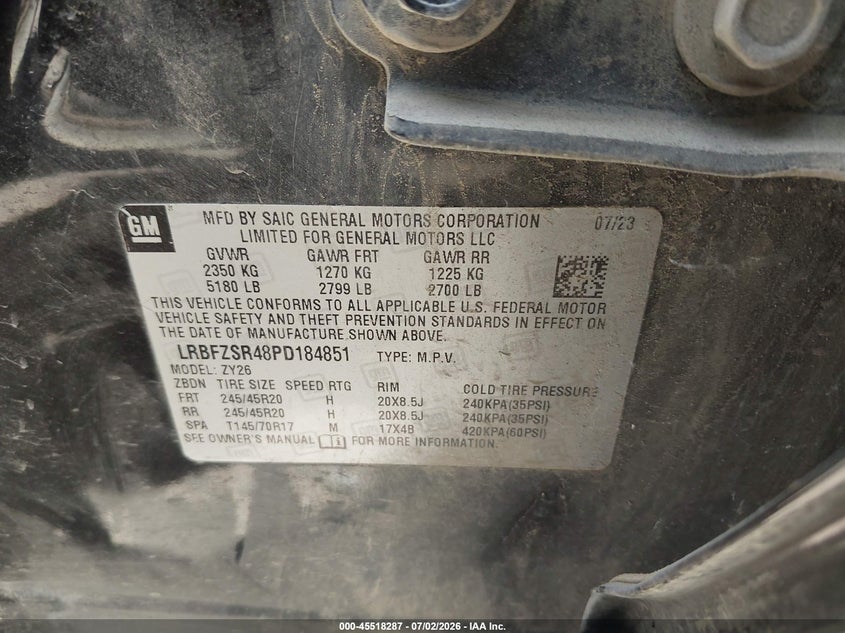 2023 Buick Envision VIN LRBFZSR48PD184851 IAAI salvage auction — LEFT SIDE, Salvage (Texas), sold $8,375 on 2026-08-25 (photo 9)