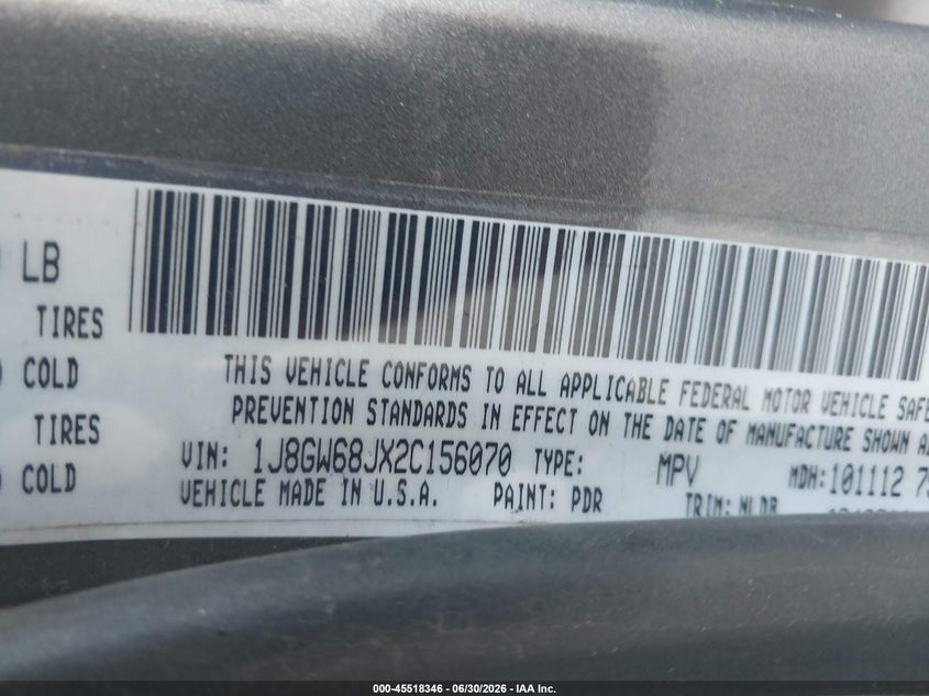 2002 Jeep Grand cherokee VIN 1J8GW68JX2C156070 IAAI salvage auction — NORMAL WEAR, Clear (Utah), sold $550 on 2026-07-09 (photo 9)